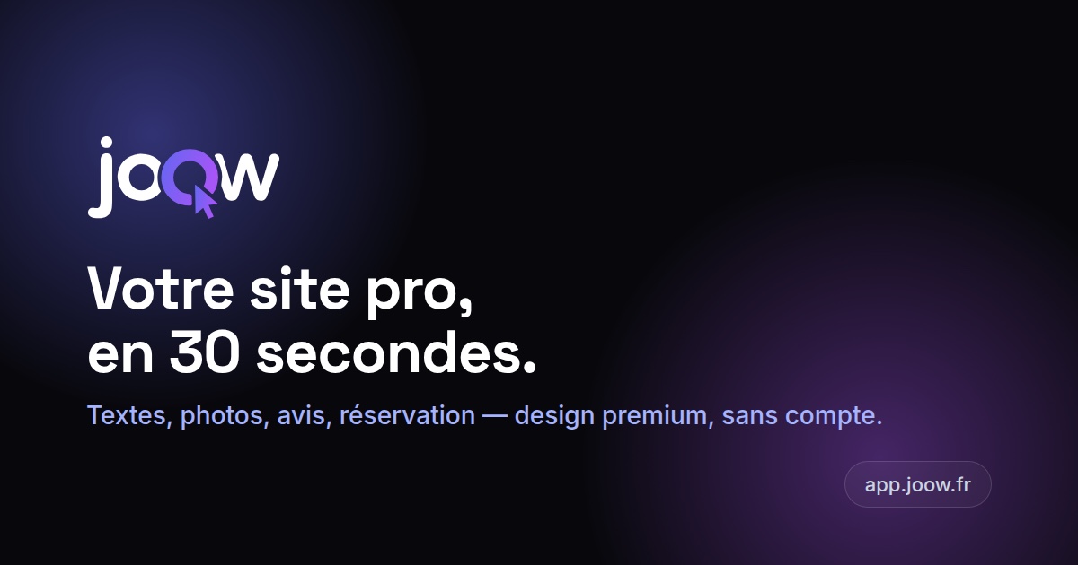 Interface de Joow, générateur de site professionnel par IA